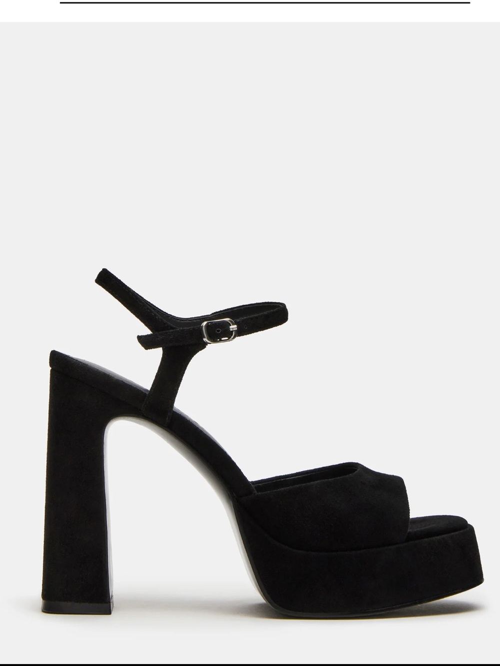 Steve Madden Llandra Black Suede Platform Block Heels